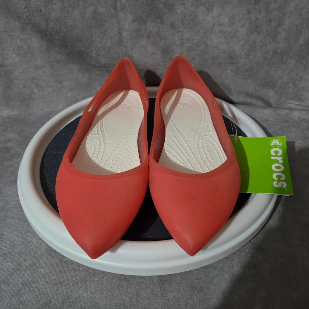 Crocs Rio Flat Womens Size 8 Coral Pointed Toe Jelly Shoes 201385-6PZ